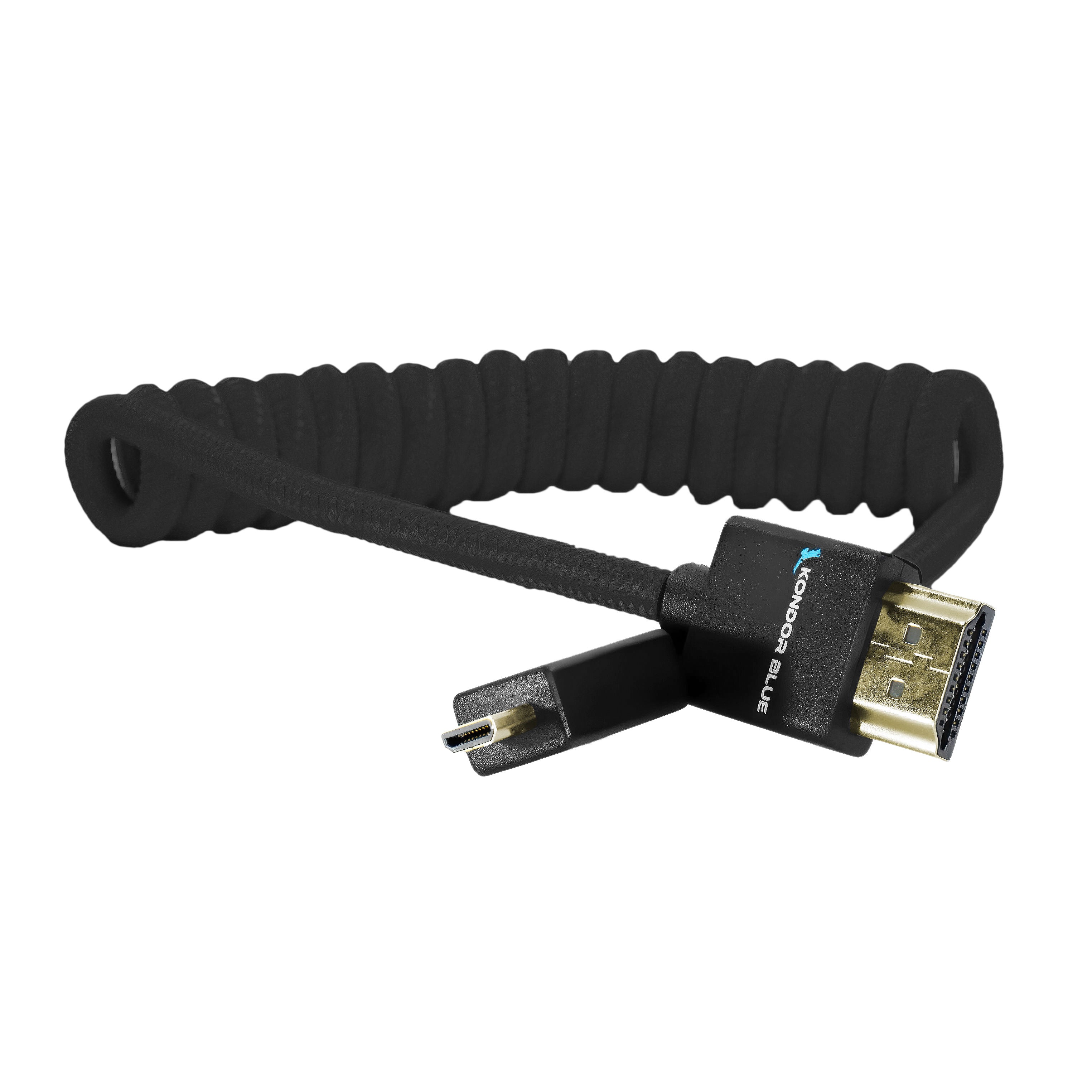 Kondor Blue Coiled Micro HDMI to Full HDMI (12-24&quot;) (Raven Black)