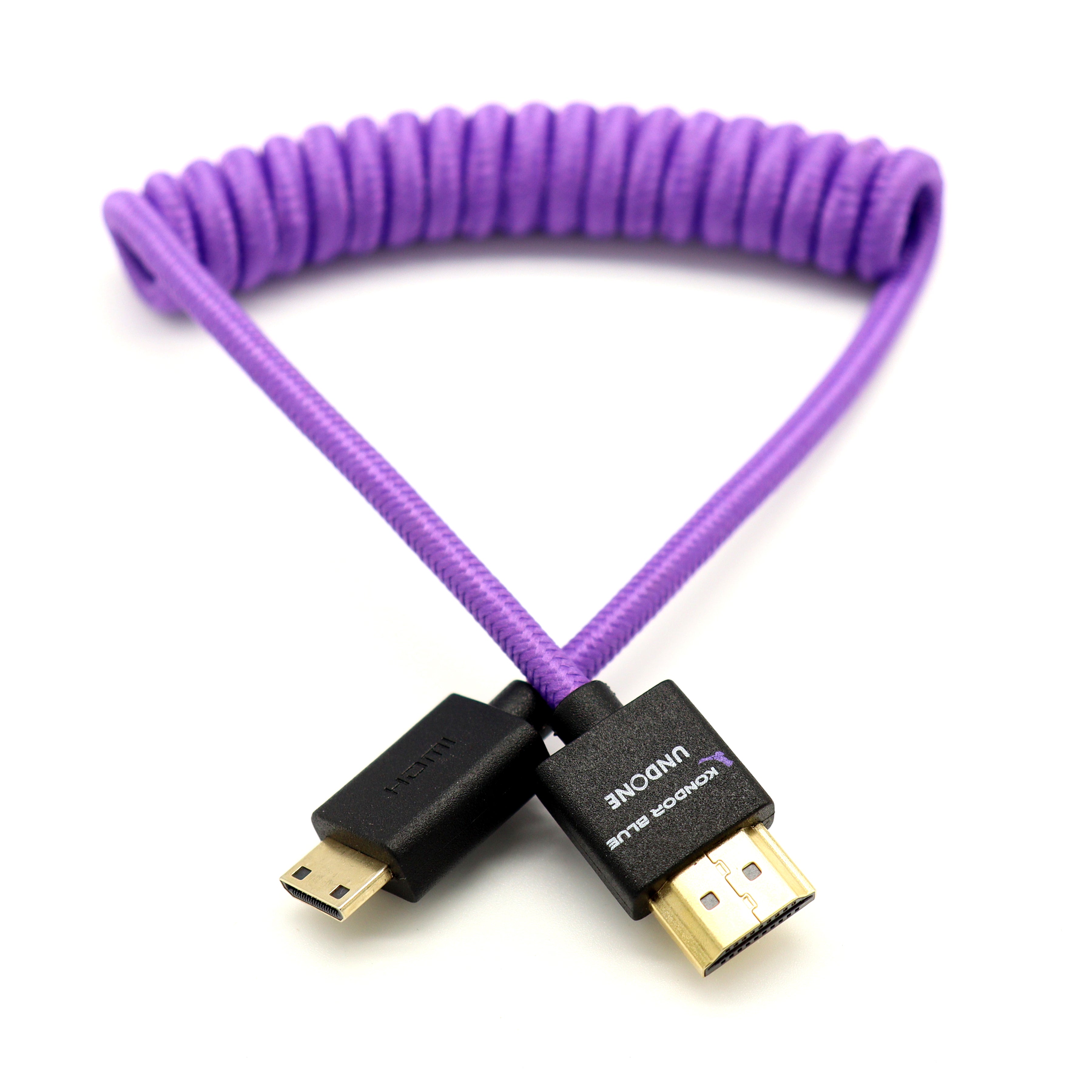 Kondor Blue Gerald Undone MK2 Mini HDMI to Full HDMI Cable 12&quot;-24&quot; Coiled (Purple)