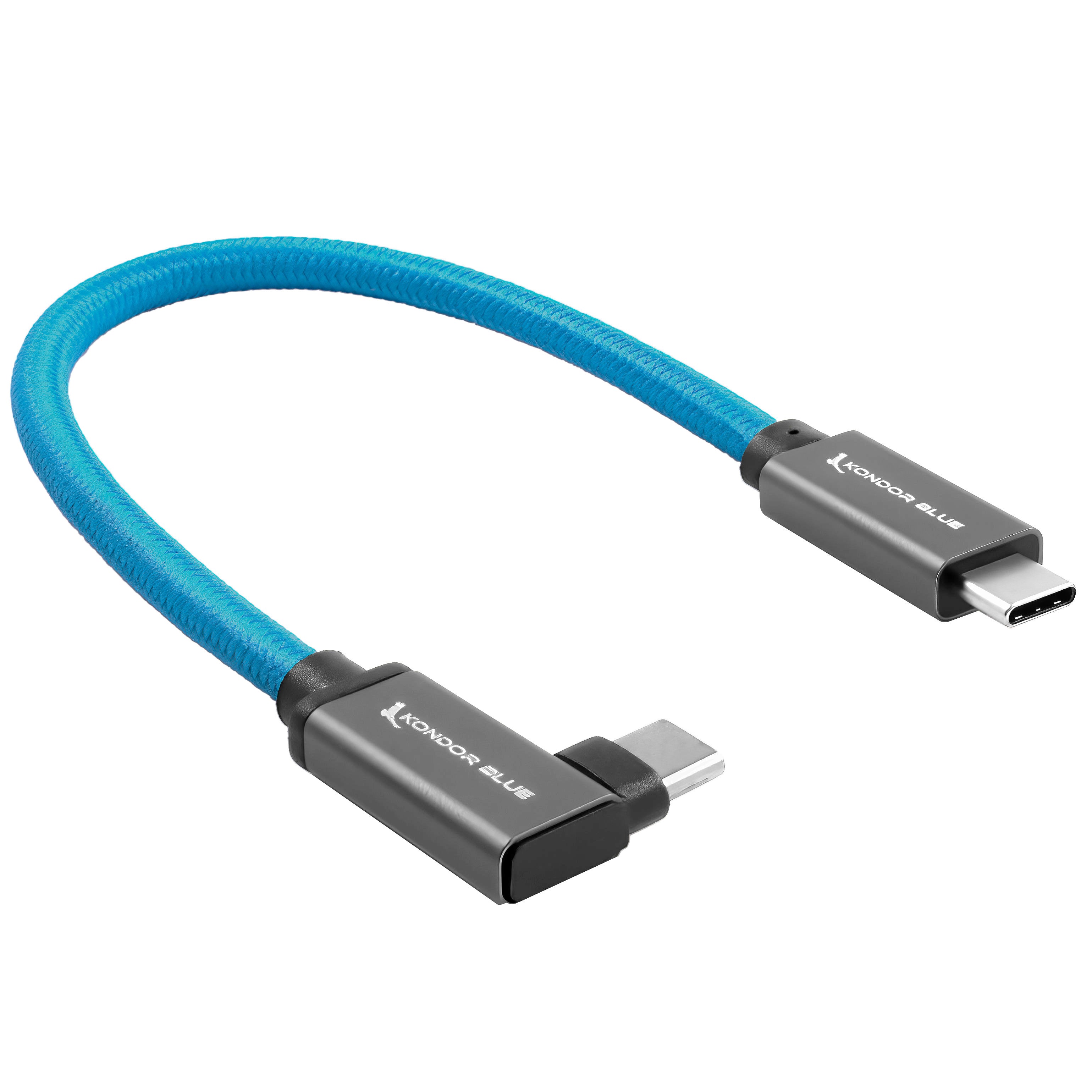 Kondor Blue USB C to USB C Cable for SSD Recording &amp; Charging - 8K Data and Power Delivery (Right An
