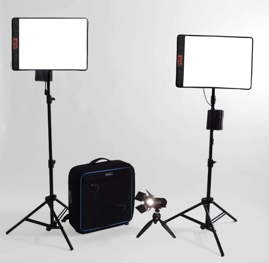 9.5kg LED Lichtset bestehend aus 2x Swit Bi-Flex, 1x Fresnel, 1x Tasche, 2 Stative und Zubeh&amp;#246;r