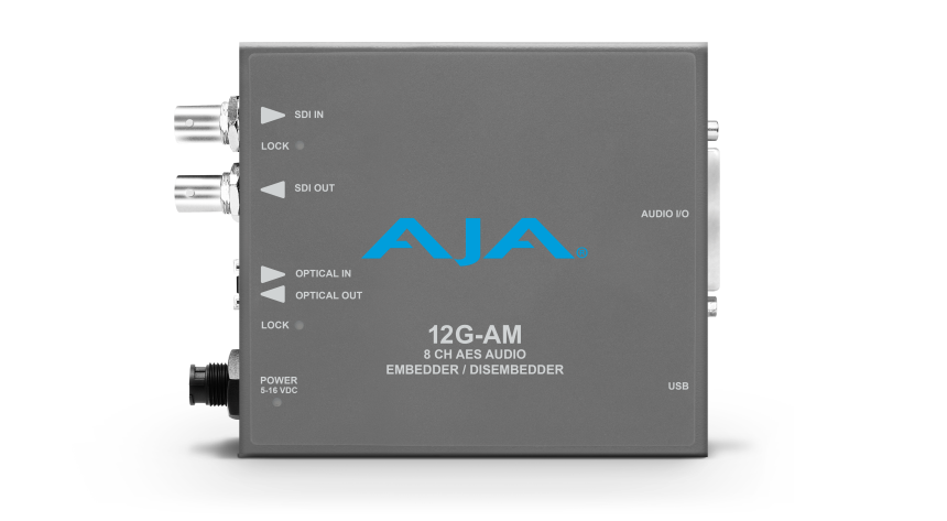AJA 12G-AM - 8-Channel 12G-SDI AES audio Embedder/Disembedder with Fiber Options, 8 XLR connectors