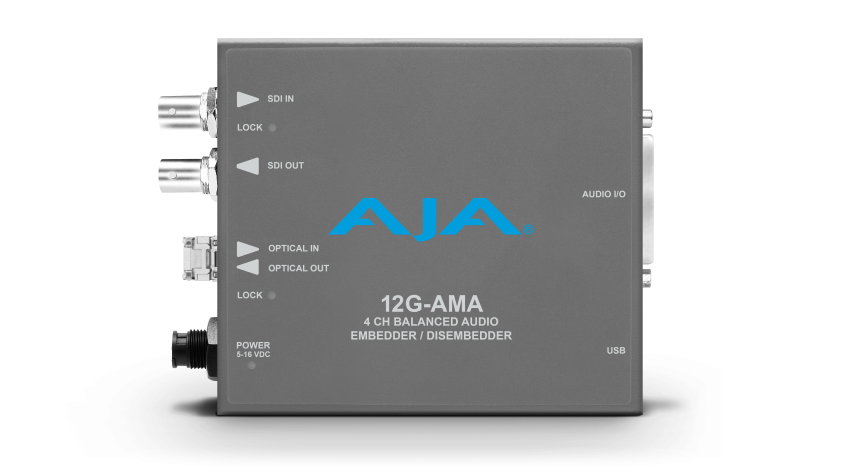 AJA 12G-AMA-R - 4-Channel 12G-SDI balanced analog audio Embedder/Disembedder with Single LC Fiber Re