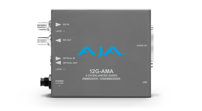 AJA 12G-AMA - 4-Channel 12G-SDI balanced analog audio Embedder/Disembedder with Fiber Options, 8 XLR