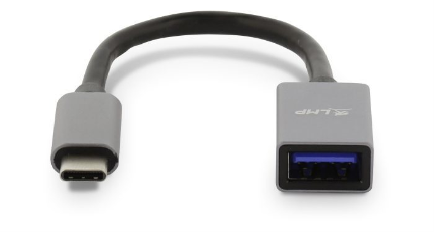 LMP USB-C (m) zu USB-A (f) Adapter, 5G/3A, Aluminium, space grau, 15 cm