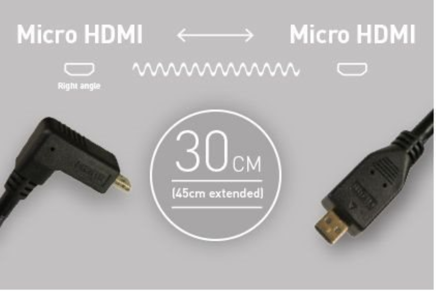 Atomos ATOMCAB005 1 X Coiled - Right-Angle MICRO to Micro HDMI Cable
