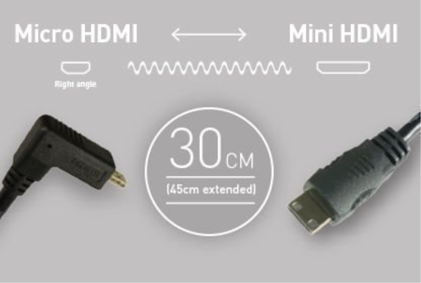 ATOMOS Coiled Right-Angle micro HDMI to mini HDMI Cable