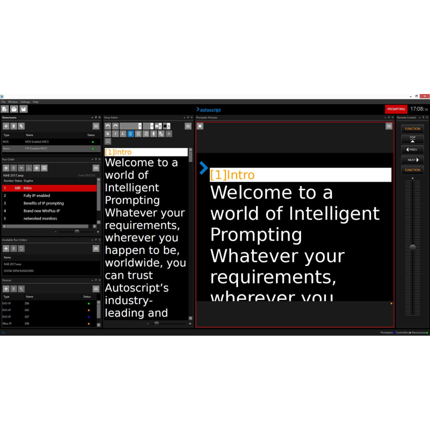 Autoscript Newsroom licence for WinPlus-IP studio prompting software application