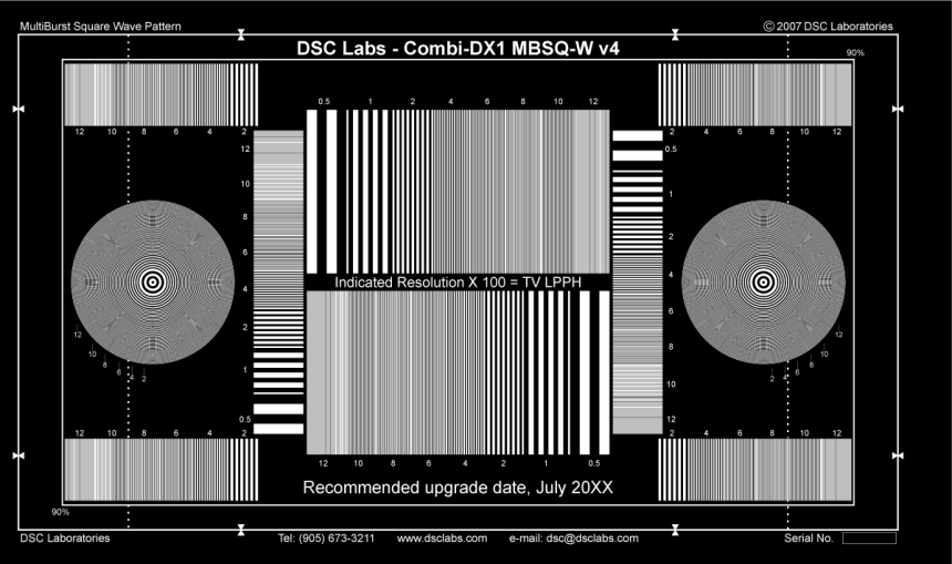 DSC Labs CDX1-29IW Combi-DX1 Multiburst SquareWave 16:9/4:3 (White on Black) - Combi-DX1 Optical Sig