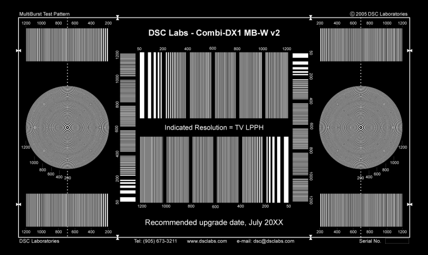 DSC Labs CDX1-5IW Combi-DX1 Multiburst 16:9/4:3 (White on Black) - Combi-DX1 Optical Signal Generato