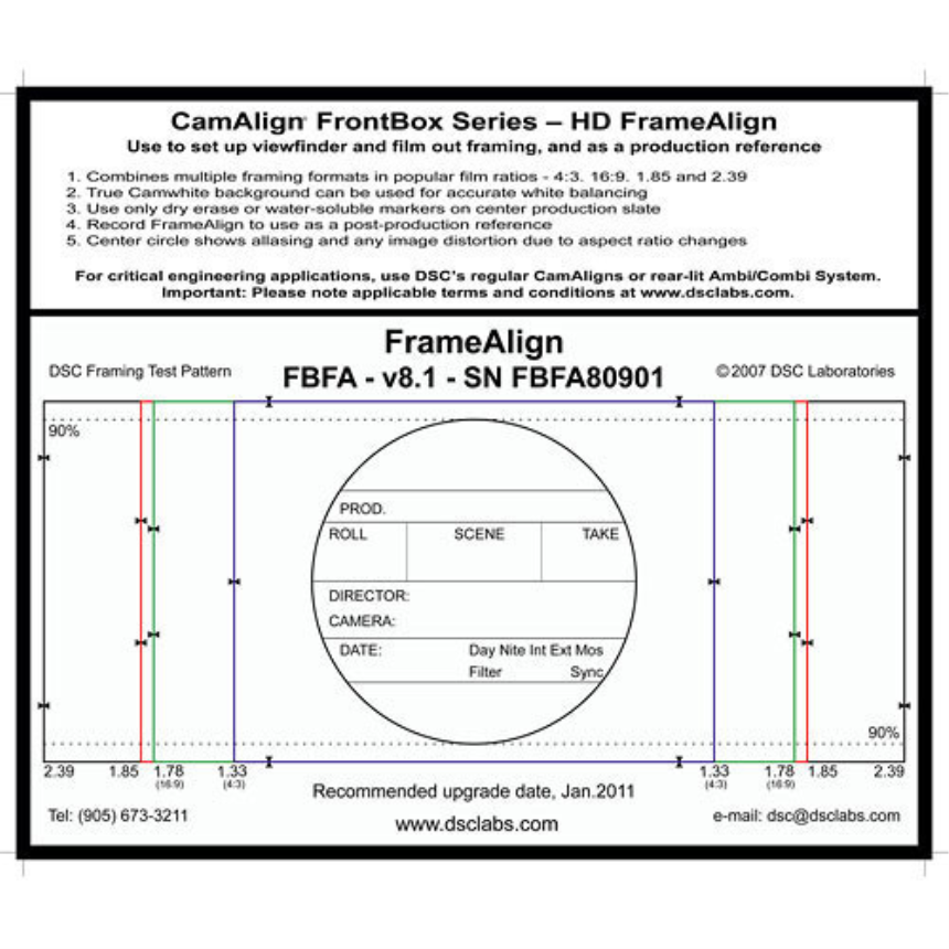 DSC Labs FBFA FrontBox FrameAlign  Aspect ratio framing lines - expanded BackFocus on rear  - Scanne