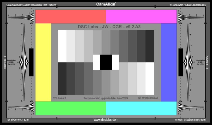 DSC Labs SW-CGR ColorBar/GrayScale with Res. Standard21.3x13&amp;quot; (54cmx33cm)