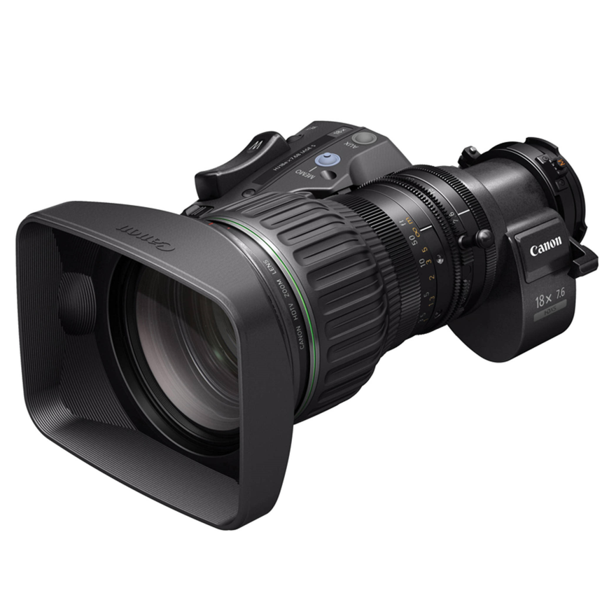 Canon HJ18ex7.6B IASE-S HD Standard lens w/2x ext, focus motor, Short MOD &amp;amp; e-digital drive unit w/e