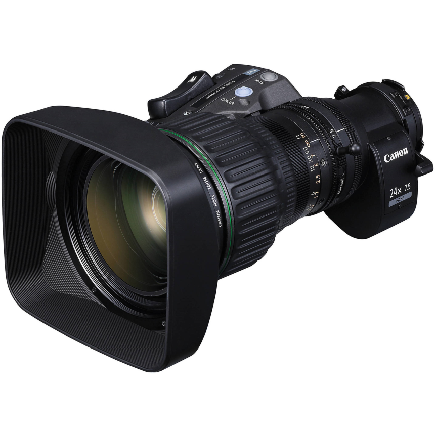 Canon HJ24ex7.5B IASE-S HD Tele zoom lens w/2x ext, focus motor &amp;amp; e-digital drive unit w/encoder