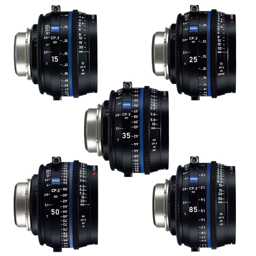 Zeiss CP.3 Lenses - 5 Lens Set • CP.3 - 15/2.9 • CP.3 - 25/2.1  • CP.3 - 35/2.1 • CP.3 - 50/2.1 