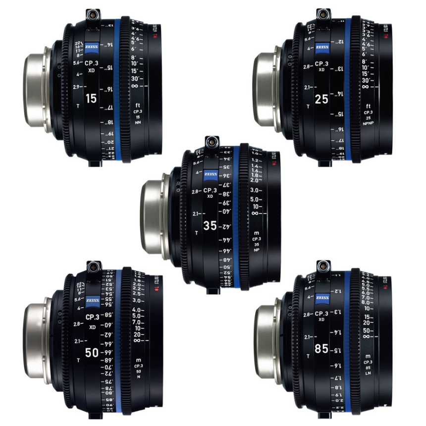 Zeiss CP.3 Lenses - 5 Lens Set 
• CP.3 - 15/2.9 
• CP.3 - 25/2.1  
• CP.3 - 35/2.1 
• CP.3 - 50/2.1 