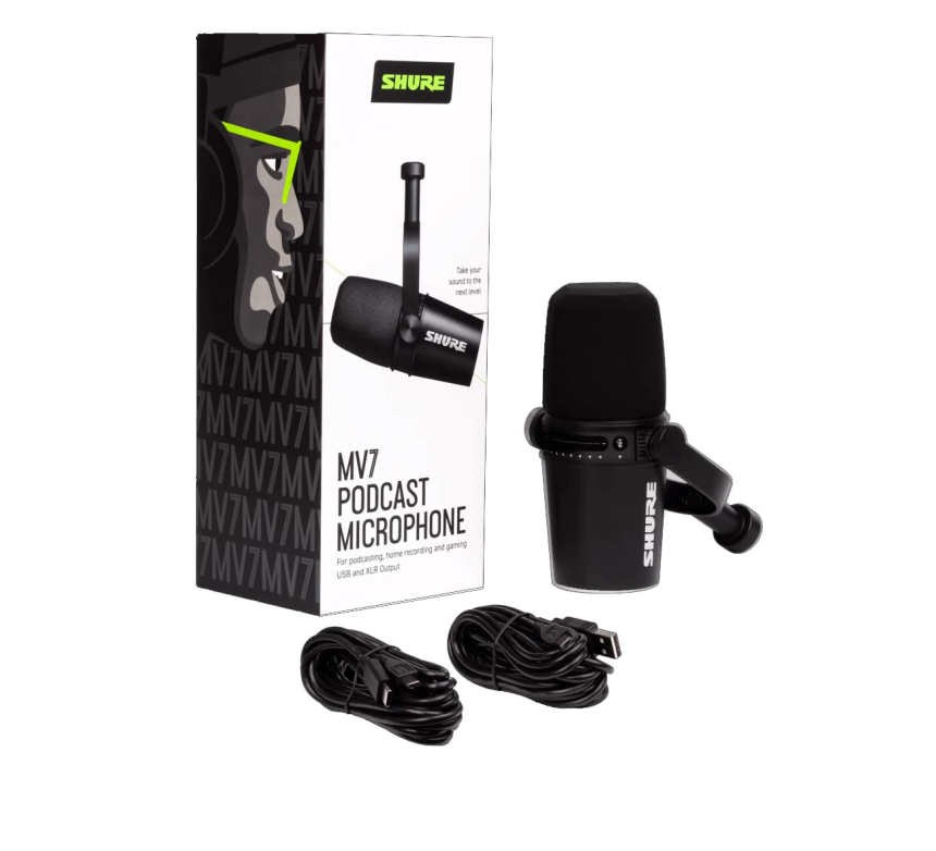 Shure MV7-K Dynamisches USB Podcast-Mikrofon schwarz