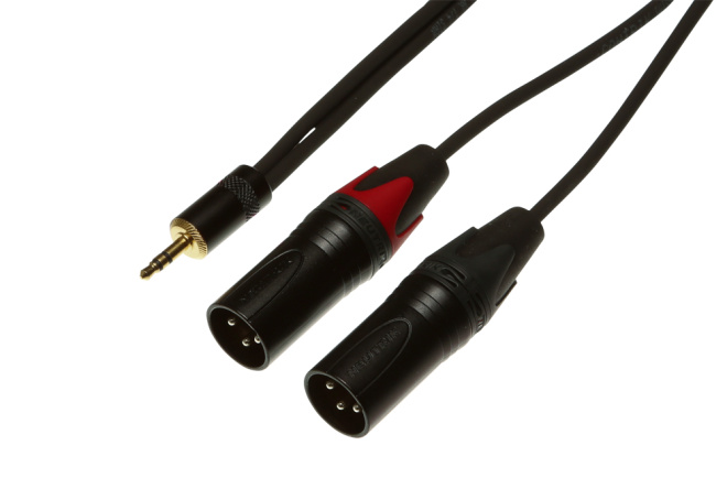 0.5m Mini Plug 3pol auf 2x XLR male -  F&amp;#252;r Notebooks, MP3-Player oder Smartphones