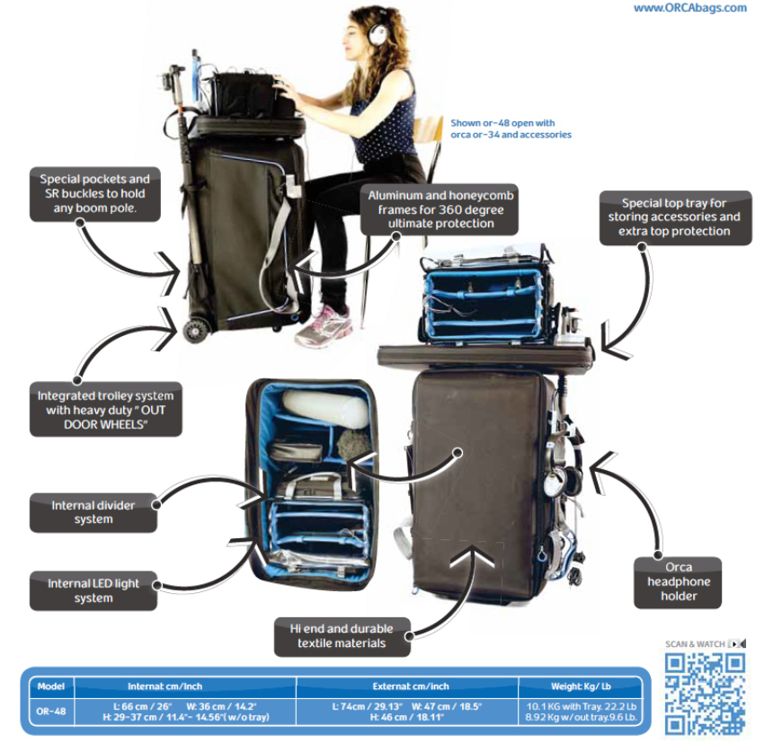 Orca Audio Accessories Bag with Built-In Trolley