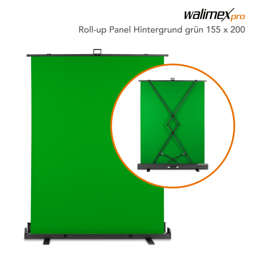 Miete: Walimex pro Roll-up Panel Hintergrund gr&amp;#252;n 155x200