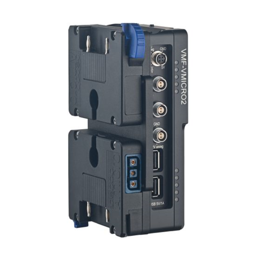 Bebob Coco-A2Vmicro2 Doppel Amicro (Gold-Mount kompatibel) zu V-Mount (kameraseitig) Platte mit Hots