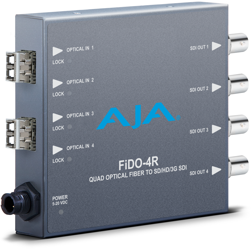 AJA FiDO-4R-R0 - 4-Channel Single Mode LC Fiber to 3G-SDI Receiver