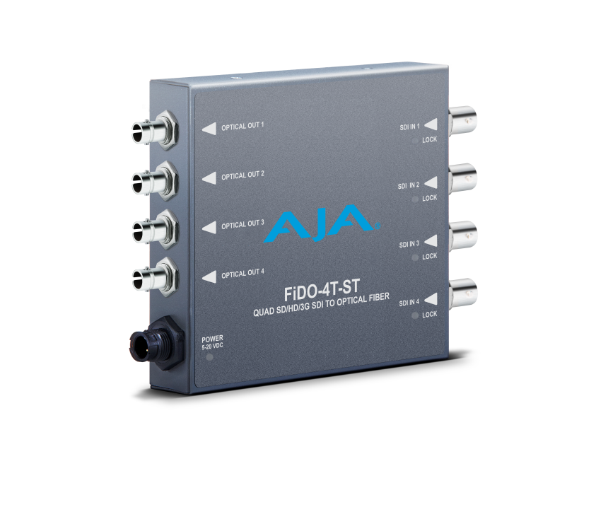 AJA FiDO-4T-ST-R0 - 4-Channel Single Mode ST Fiber to 3G-SDI Transmitter