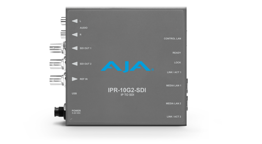 AJA IPR-10G2-SDI-R0 - Single Channel SMPTE ST 2110 Video and Audio IP Decoder to 3G-SDI (HD) with Hi