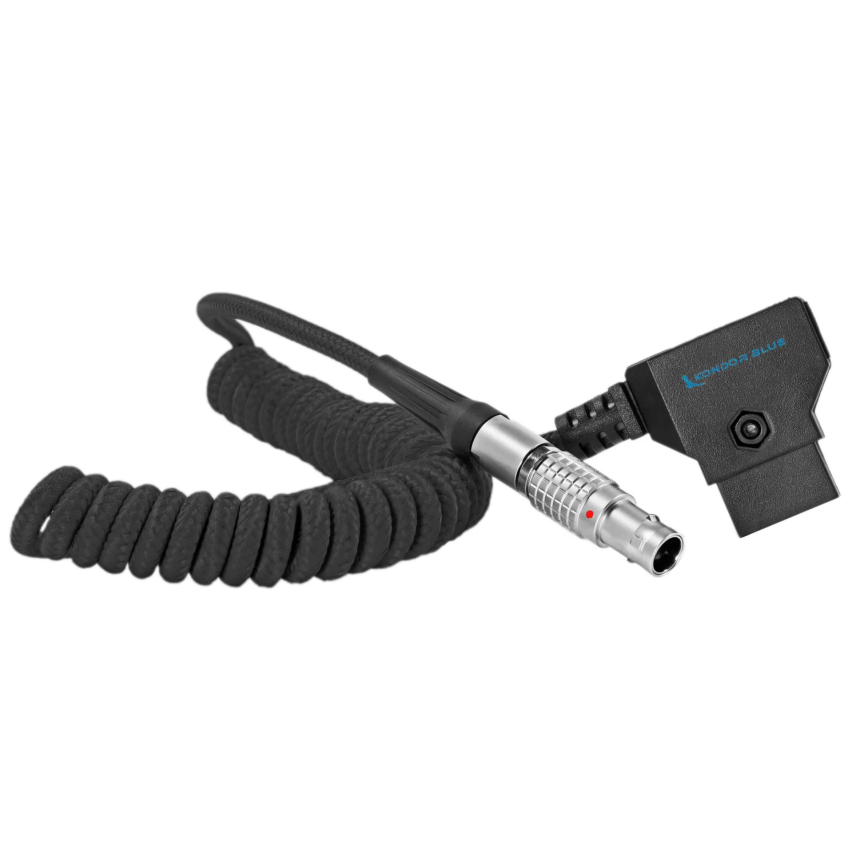 Kondor Blue D-Tap to LEMO 2 Pin 0B Male Power Cable for Z CAM, SmallHD, Teradek (Coiled)(Raven Black