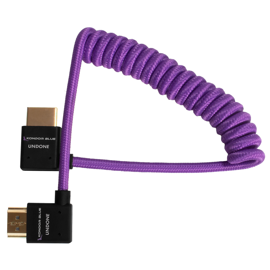 Kondor Blue GERALD UNDONE Right Angle Full HDMI Cable 12&amp;quot;-24&amp;quot; Coiled (Purple)