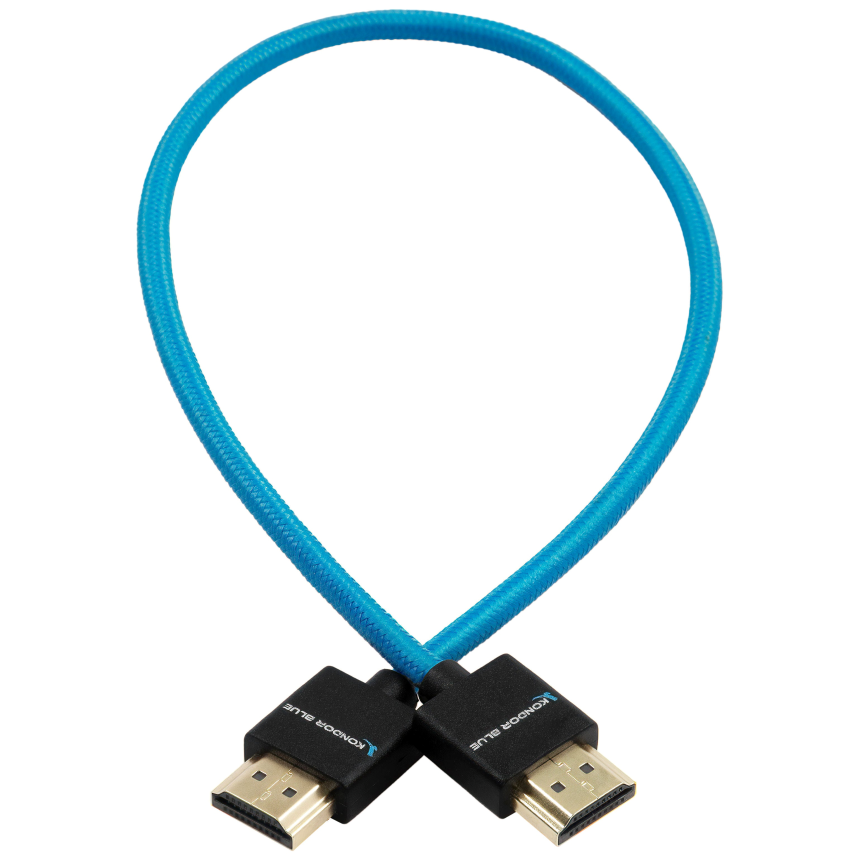 Kondor Blue HDMI to HDMI 16&amp;quot; Thin Braided Cable for on Camera Monitors (Kondor Blue)