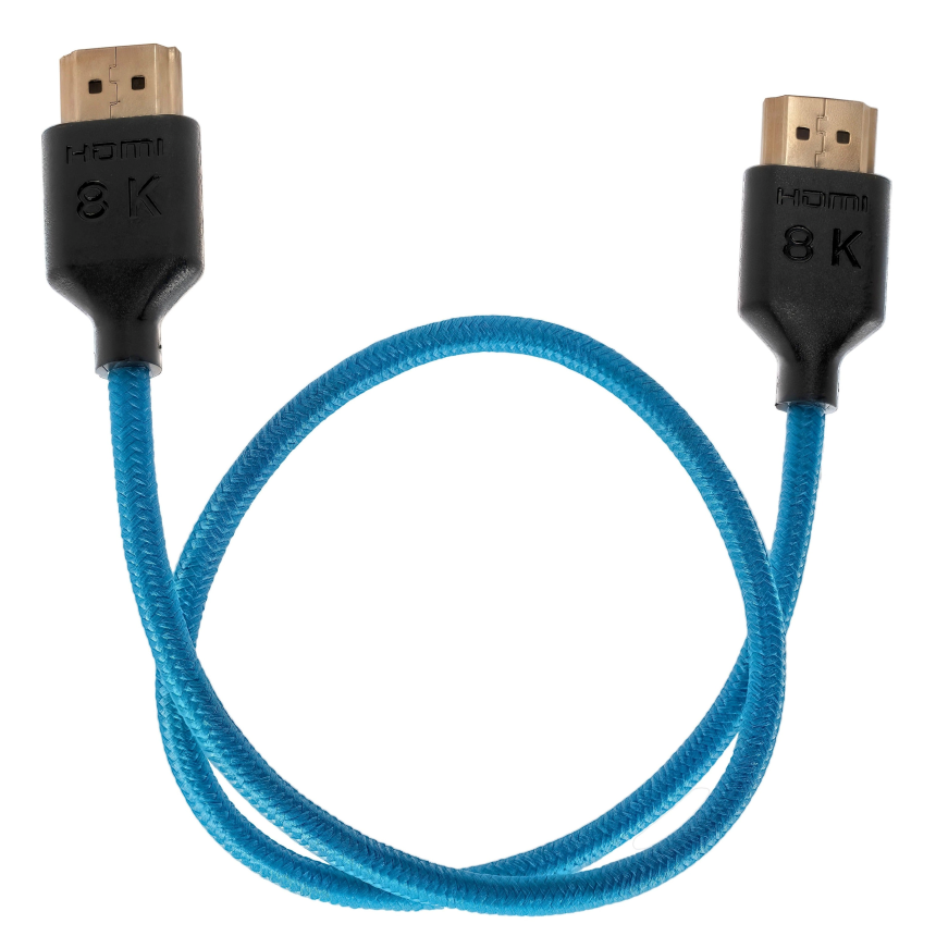 Kondor Blue 8K HDMI 2.1 17&amp;quot; Braided Cable for on Camera Monitors (Kondor Blue)