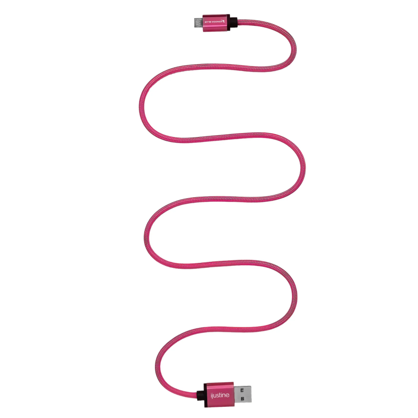 Kondor Blue iJustine Pink USB A to Micro USB Fast Charging Data Cable (30&amp;quot;)