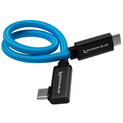 Kondor Blue USB C to USB C Cable for SSD Recording &amp;amp; Charging - 8K Data and Power Delivery (Right An