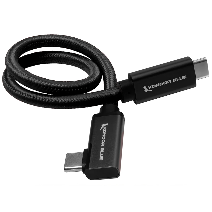 Kondor Blue USB C to USB C Cable for SSD Recording &amp;amp; Charging - 8K Data and Power Delivery (Right An
