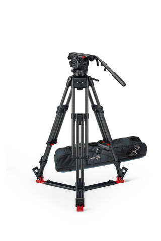 Sachtler System Cine 20 mit Fluidkopf, 2 CF Schwerlaststativ aus Kohlefaser, Bodenspinne und Tasche