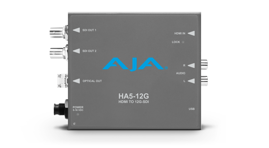 AJA HA5-12G-T-R0 - HDMI 2.0 to 12G-SDI Conversion with Fiber Transmitter