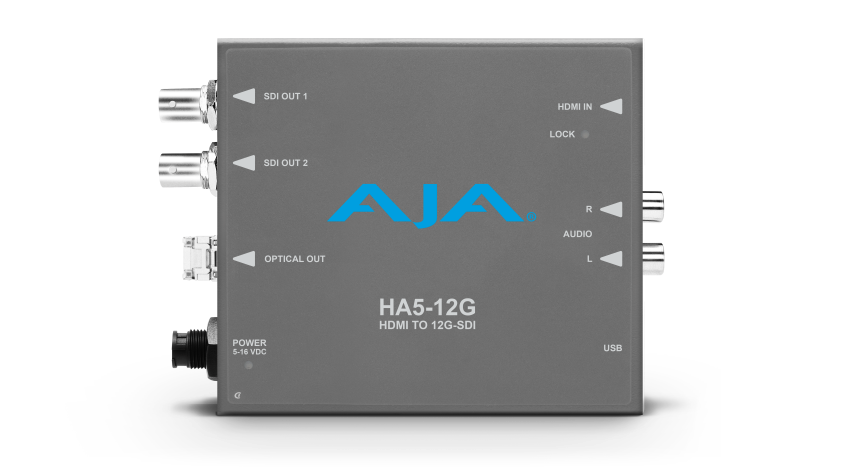 AJA HA5-12G-T-ST - HDMI 2.0 to 12G-SDI Conversion with ST Fiber Transmitter