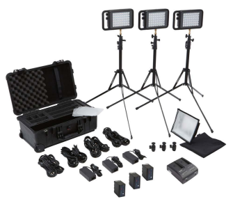 Litepanels Lykos Bi-Color Flight Kit inkl. 3x NP-F Akkus und 1x Doppelladeger&#228;t