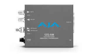 AJA 12G-AM-R-ST - 8-Channel 12G-SDI AES audio Embedder/Disembedder with Single ST Fiber Receiver, 8 