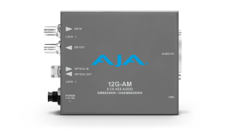 AJA 12G-AM-R - 8-Channel 12G-SDI AES audio Embedder/Disembedder with Single LC Fiber Receiver, 8 XLR