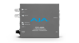 AJA 12G-AMA - 4-Channel 12G-SDI balanced analog audio Embedder/Disembedder with Fiber Options, 8 XLR