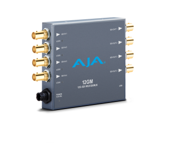 AJA 12GM-R0 - 12G/6G/3G/1.5G HD/SD SDI Muxer/Demuxer for 4K/UltraHD/2K/HD/SD Audio/ Video with Quadr