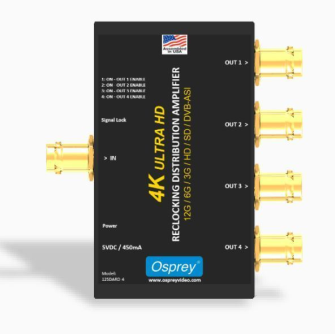 Osprey 12SDARD-4, Reclocking 12G-SDI Distribution Amplifier - SDI Distribution Amplifiers