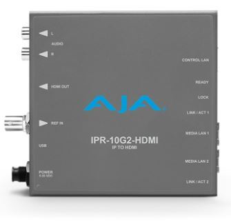 AJA IPR-10G2-HDMI Single Channel SMPTE ST 2110 Video and Audio IP Decoder to HDMI 1.4b (UltraHD/HD) 