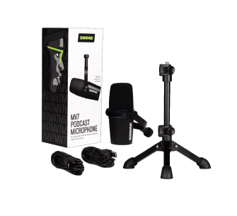 Shure MV7-K-BNDL MV7 Kit mit Manfrotto Desktop-Stativ