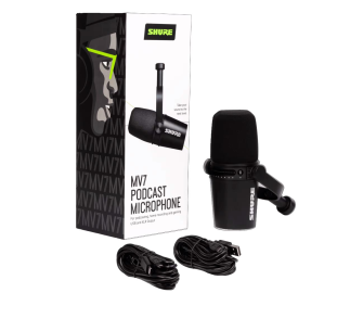 Shure MV7 Dynamisches Podcast-Mikrofon (Schwarz) mit USB- und XLR-Ausg&#228;ngen; kompatibel mit der Sh