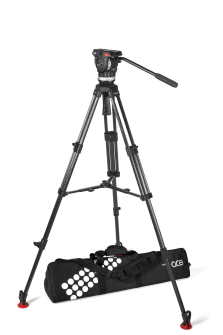 Sachtler Ace XL Fluidkopf (S2150-0004) + Stativ Ace 75/2 CF + Mittelspinne 75 (S2036-1200)  und Gumm
