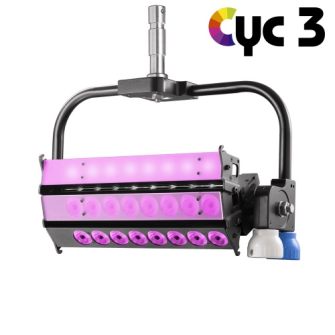 VELVET CYC 3 color STUDIO asymmetrical articulated LED with on-board AC control + yoke