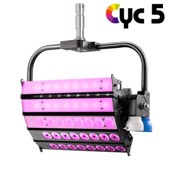 VELVET CYC 5 color STUDIO asymmetrical articulated LED with on-board AC control + yoke