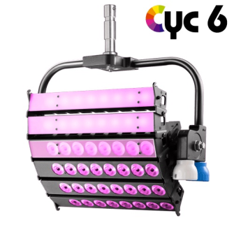 VELVET CYC 6 color STUDIO asymmetrical articulated LED with on-board AC control + yoke
